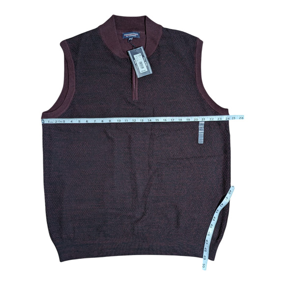 Men's Roundtree & Yorke - Big Man - Size XLT 1/4 Zip Sweater Vest - Burgandy-NWT - Picture 3 of 7
